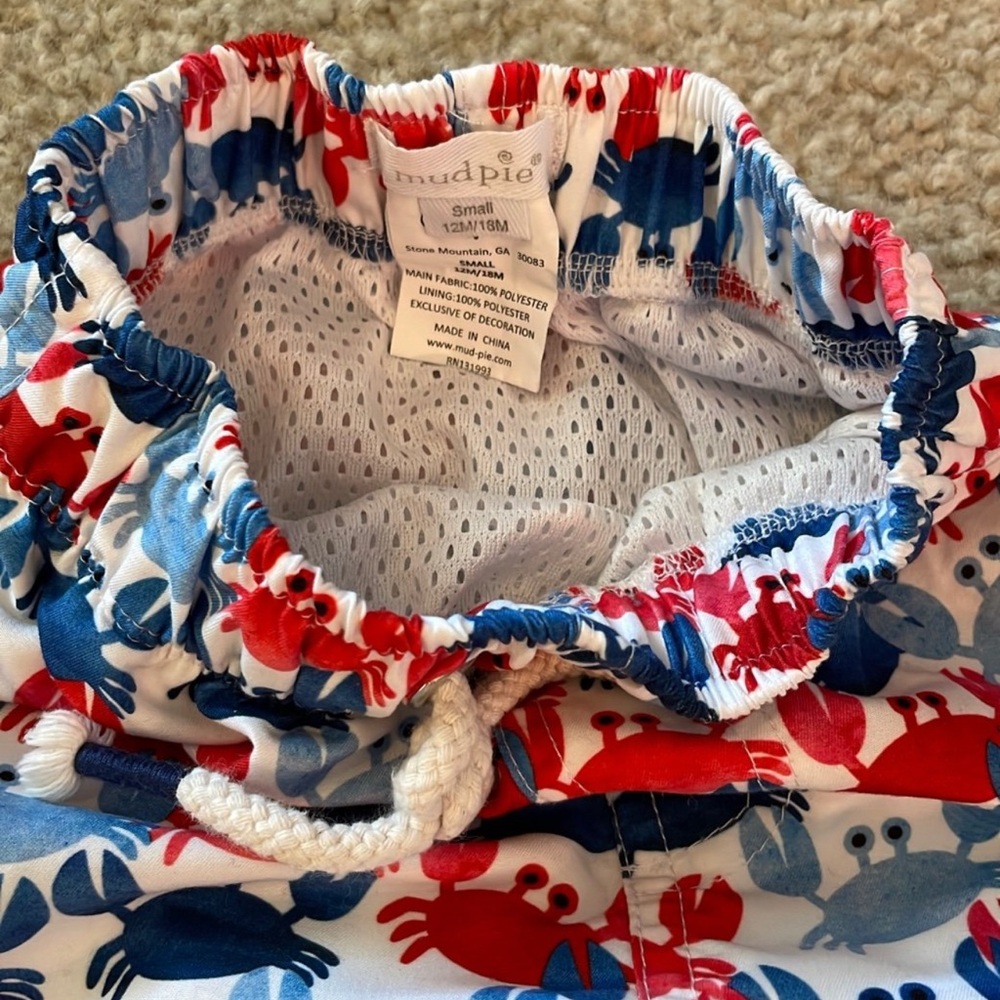 Mud Pie 12-8 Months crab swim Trunks - Picture 3 of 4